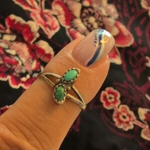 Sterling Silver and Green/Turquoise Gemstone Ring